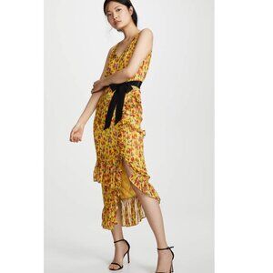 Saloni Rosalind Jacquard Yellow Floral Dress